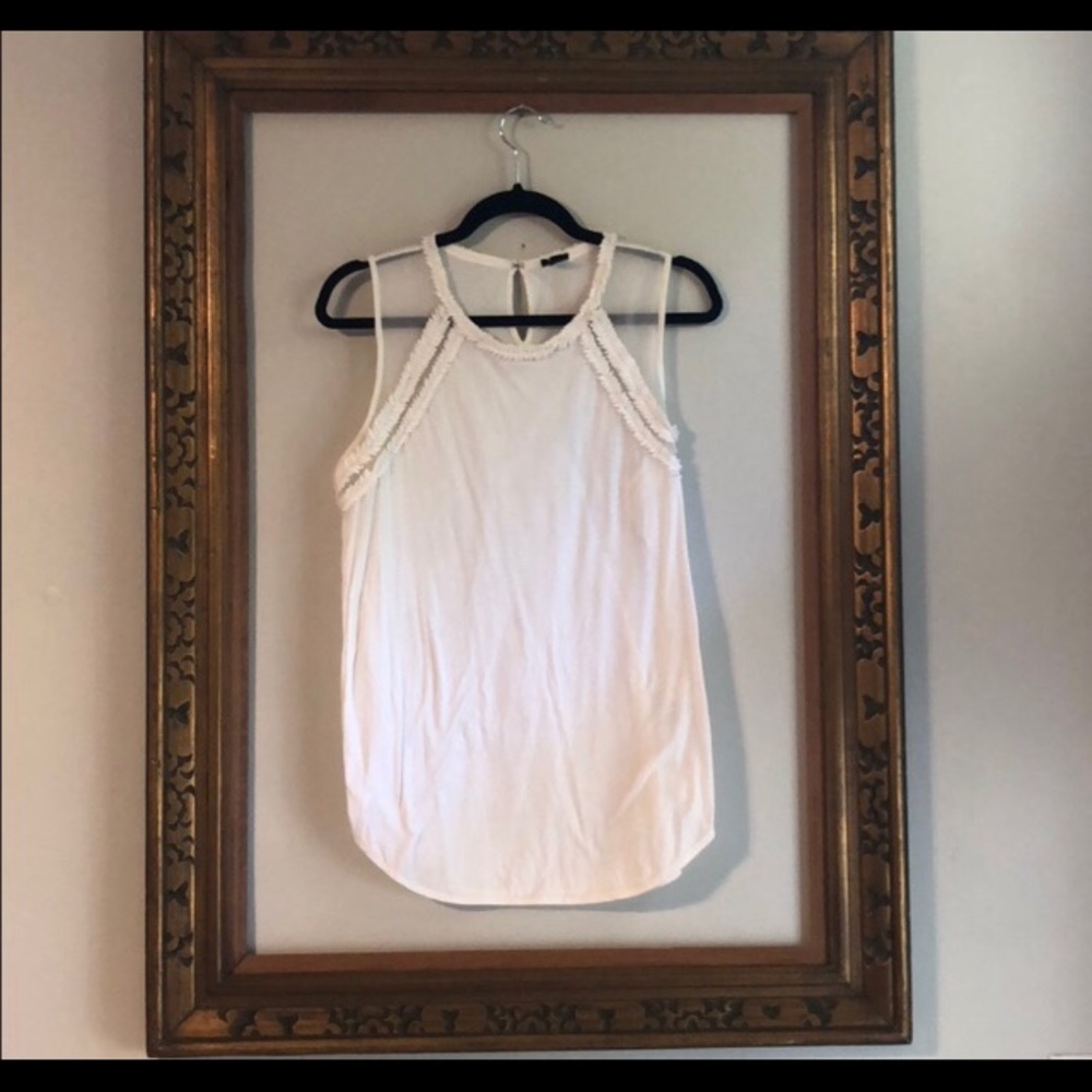 J Crew white tank top with neck detail